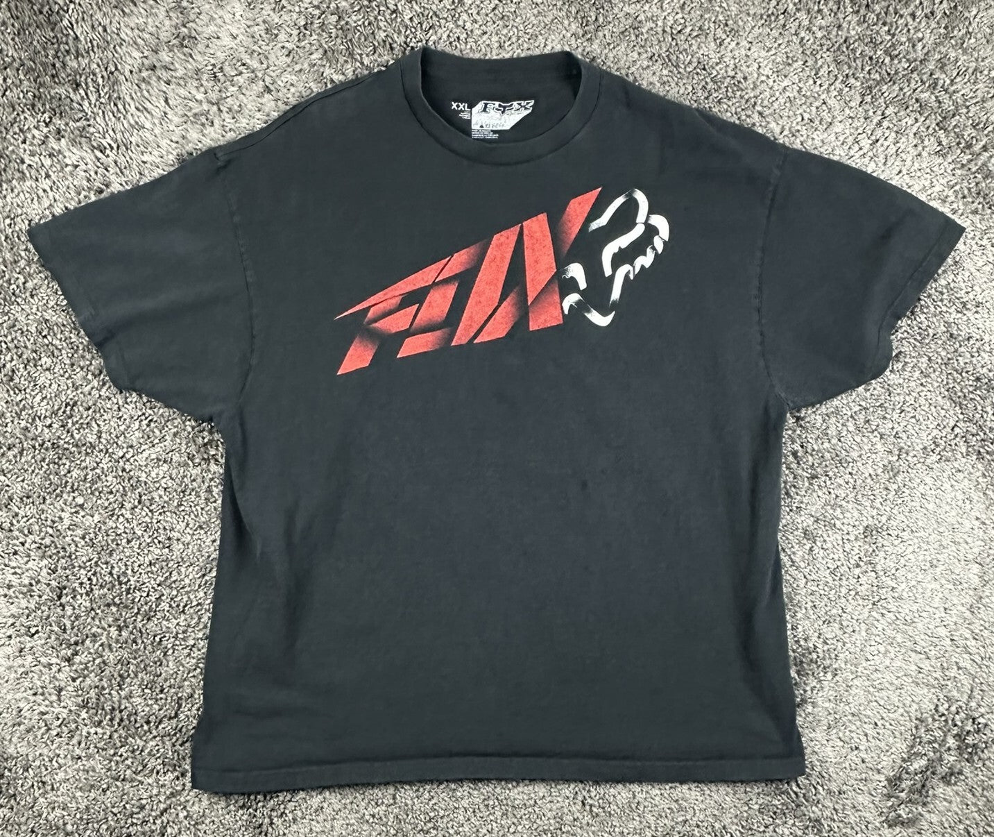 Fox Racing Mens Graphic T Shirt Size XXL Black Red Logo Motocross Y2K Dirt Bike