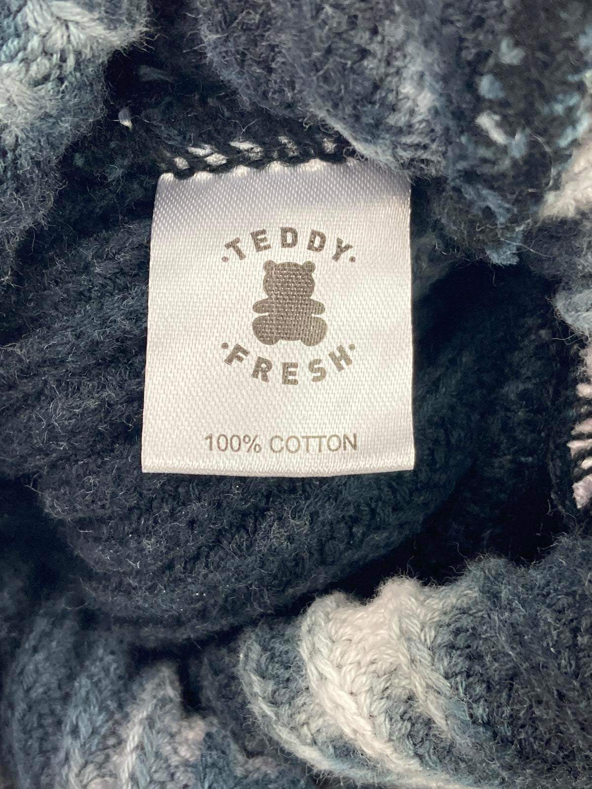 Teddy Fresh Tie-Dye Knit Beanie Hat Black Gray One Size 100% Cotton