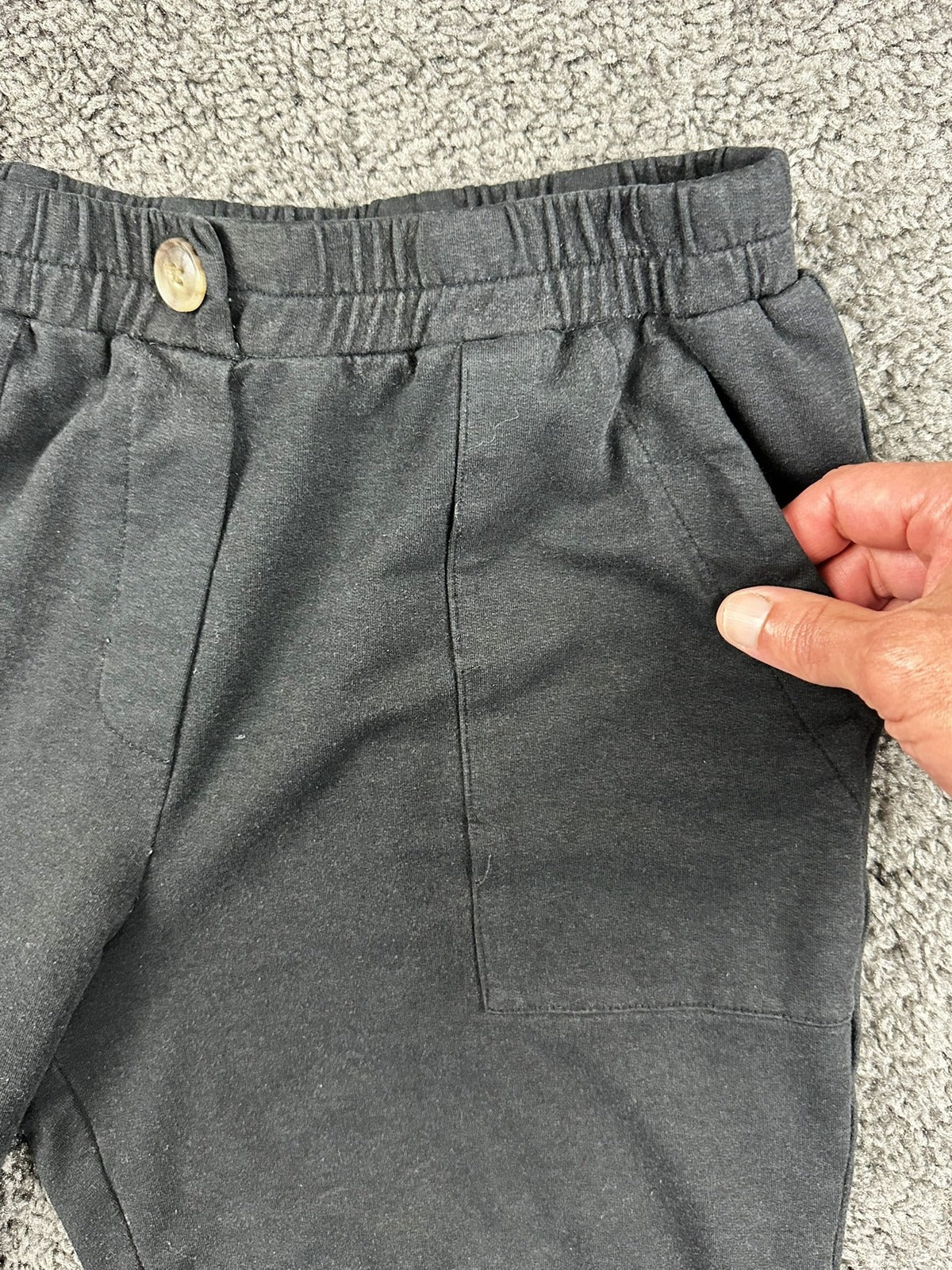 Amour Vert Pants S Black Organic Cotton Modal Jogger Tapered High Rise Pocket US