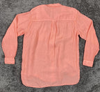 Outerknown Womens 100% Linen Button Up Shirt Coral Long Sleeve Pocket S/P