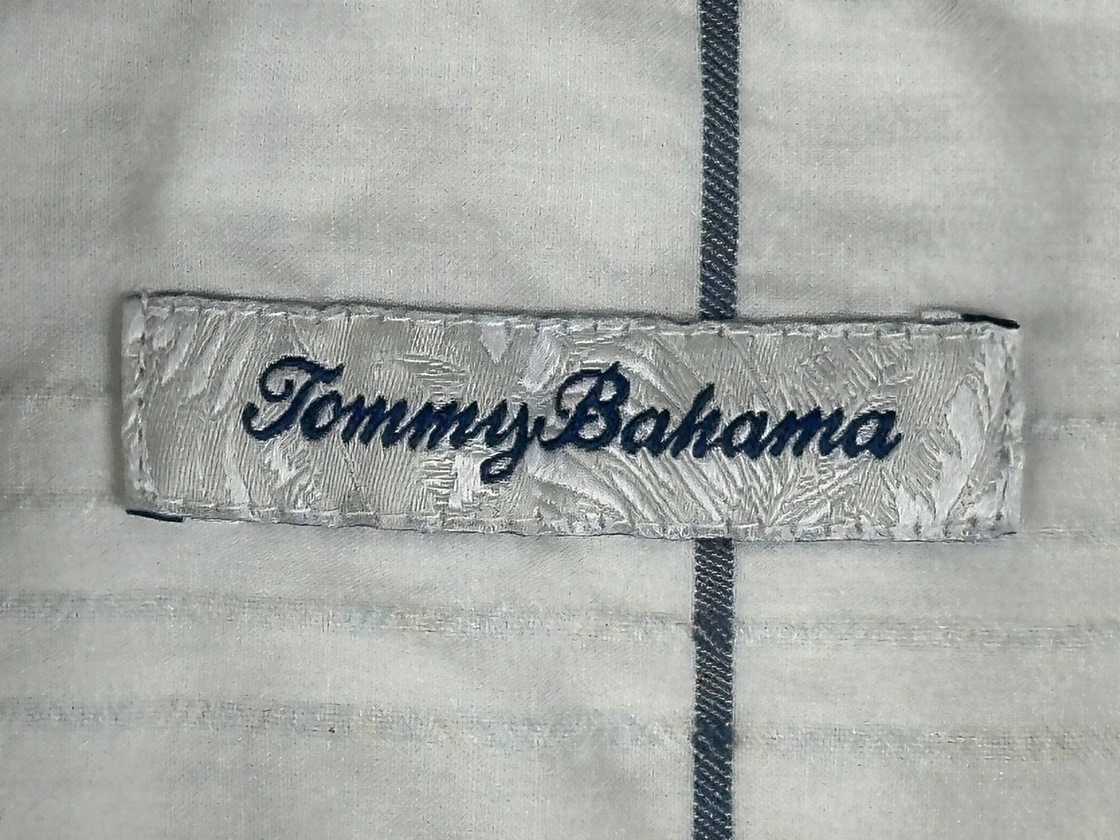 Tommy Bahama Mens XL Calm Sea Stripe Long Sleeve Button Front Shirt White Blue
