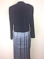 Hillard & Hanson Womens Black Silver Velvet Pleated Dress Jacket Set Sz 8 Formal