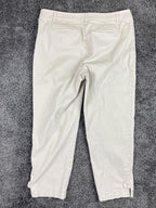 Talbots Perfect Crop Pant Women’s 10 Beige Khaki Button Hem Tabs