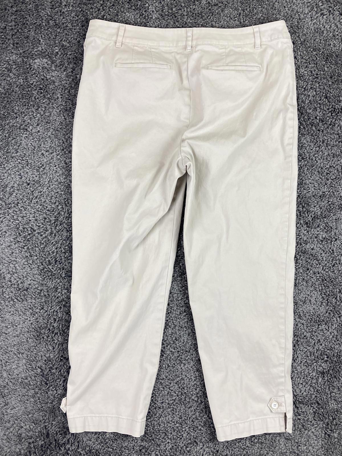 Talbots Perfect Crop Pant Women’s 10 Beige Khaki Button Hem Tabs