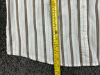 Faconnable Mens XL White Brown Stripe Long Sleeve Button Up Cotton Shirt