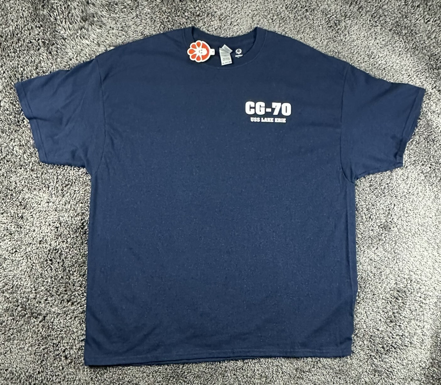 USS Lake Erie CG-70 Mens 2XL Navy Blue US Navy Cruiser Graphic T Shirt NWT