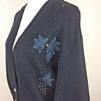 Sweaters Forhey Women's Black Bead Embellished Embroidered Sweater  Sz PXL