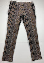 Pilcro and the Letterpress Micro-cord Tan Black Aztec Print Skinny Jeans Size 31