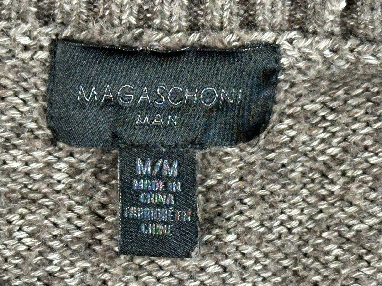 Magaschoni Man Mens Crewneck Sweater Size M Brown Cotton Lyocell Pullover Knit