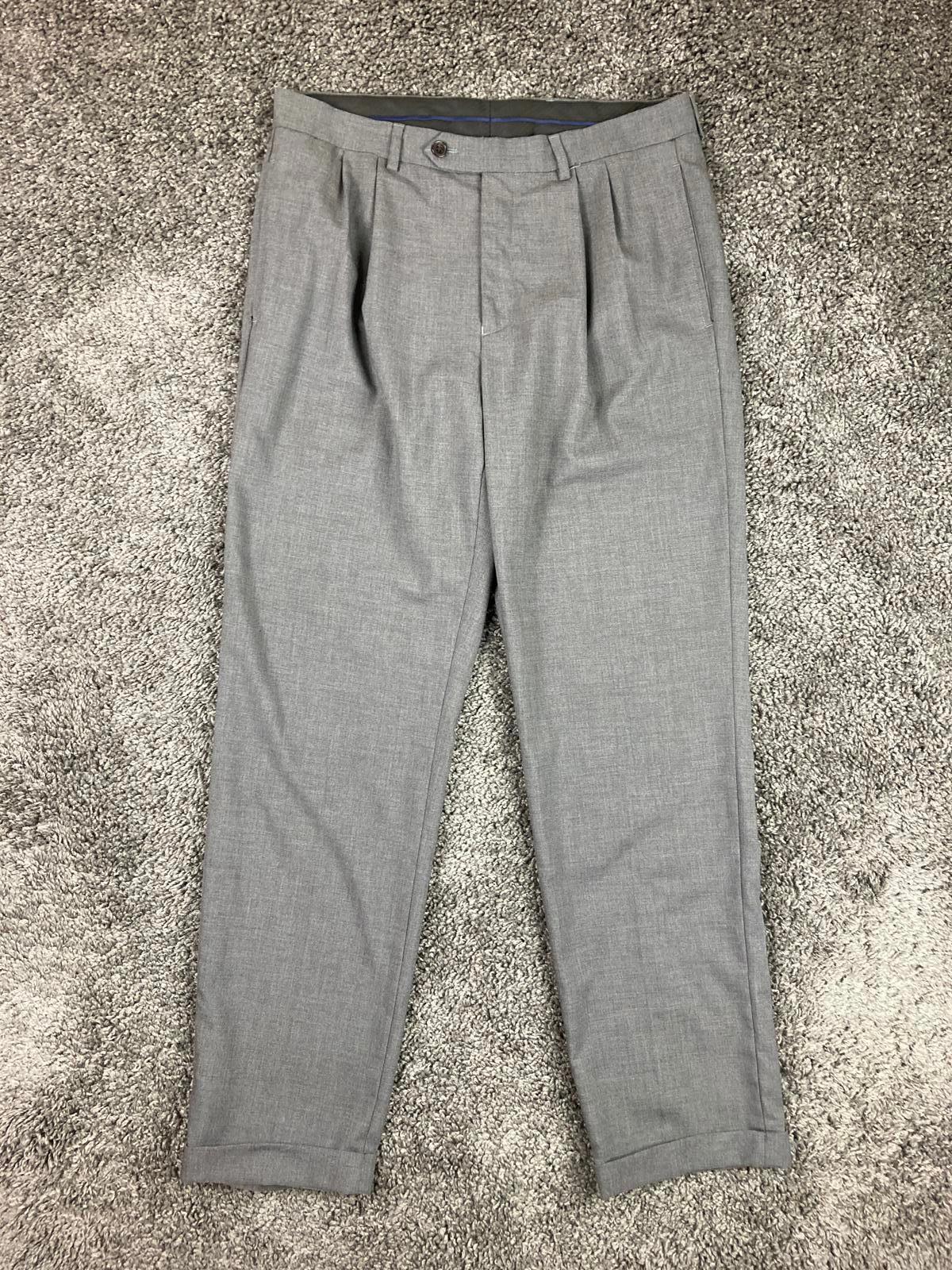 Lauren Ralph Lauren Mens Pleated Dress Pants Cuffed Hem 34x32 Gray Stretch