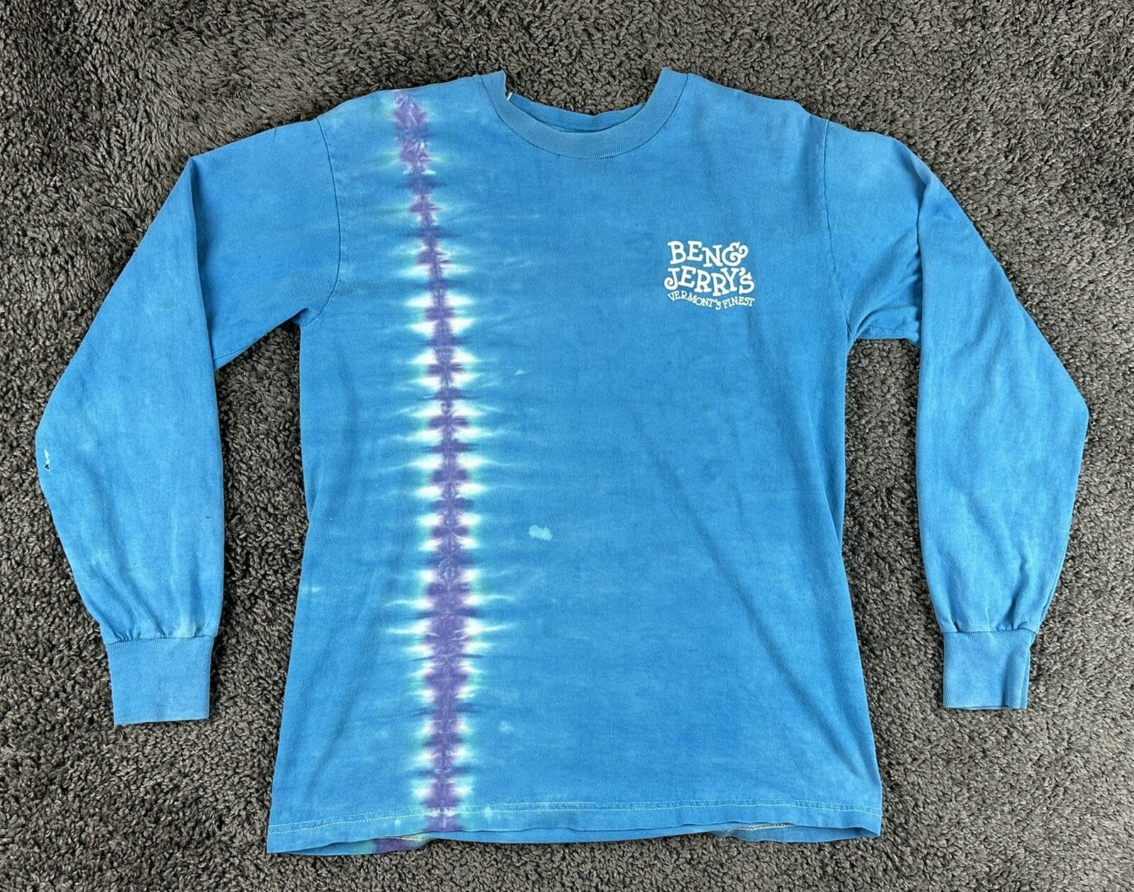 Vintage Ben & Jerrys Ice Cream Shirt Long Sleeve Tie Dye Mens Medium Y2K 90s
