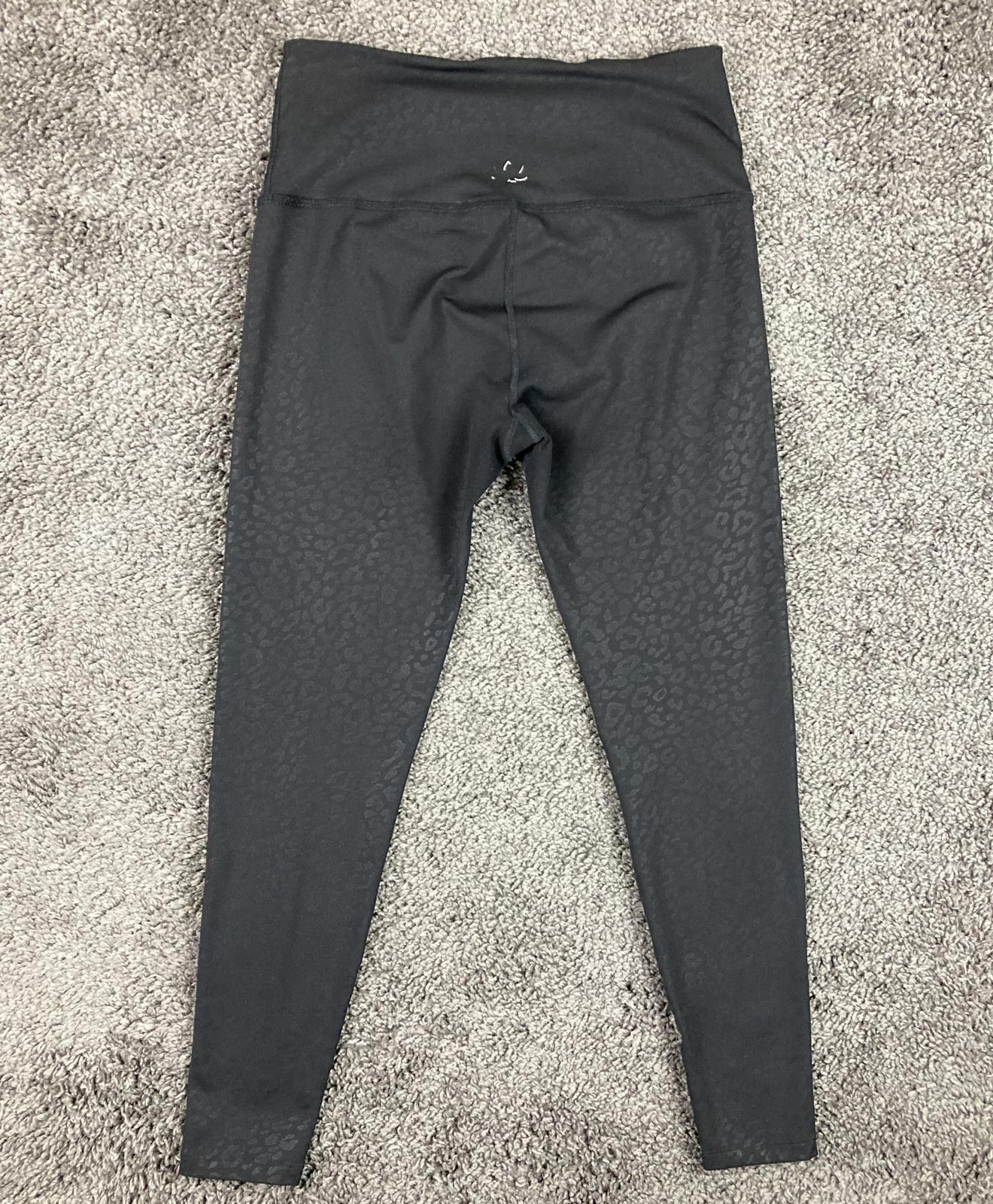 Beyond Yoga Leggings High Rise Women's Black Shiny Tonal Leopard USA Sz L