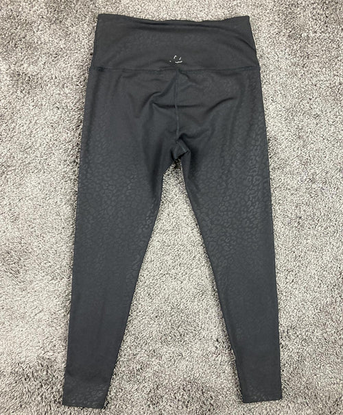 Beyond Yoga Leggings High Rise Women's Black Shiny Tonal Leopard USA Sz L