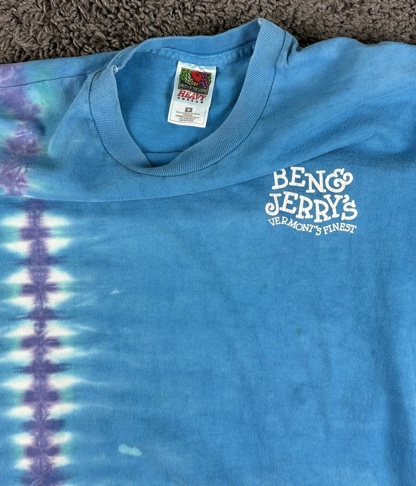 Vintage Ben & Jerrys Ice Cream Shirt Long Sleeve Tie Dye Mens Medium Y2K 90s