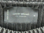 Lucky Brand Mens Medium Charcoal Acid Wash Ribbed Cotton Crewneck Sweater