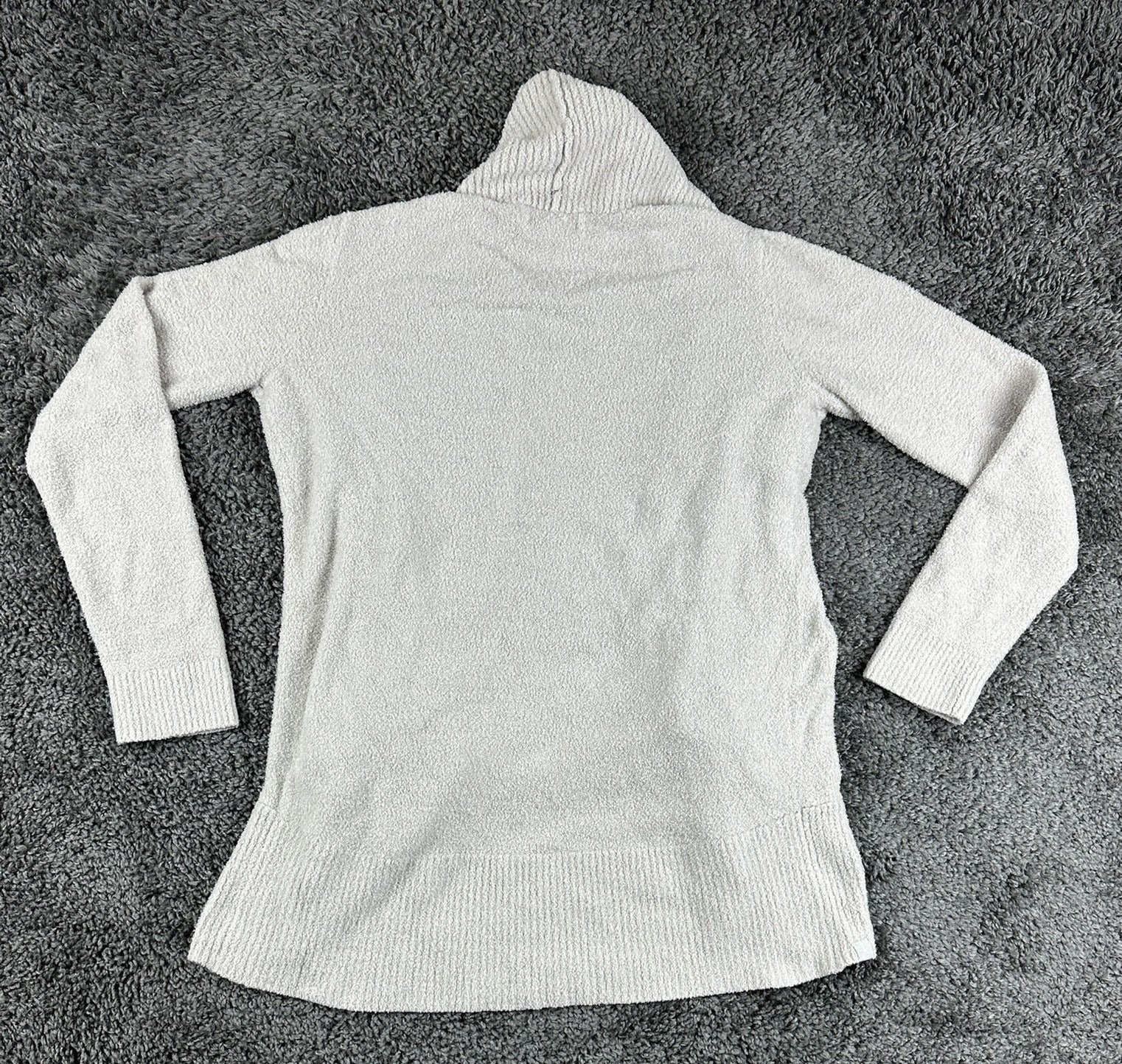 Barefoot Dreams CozyChic Lite Circle Cardigan Sweater M Cream Open Front Pockets