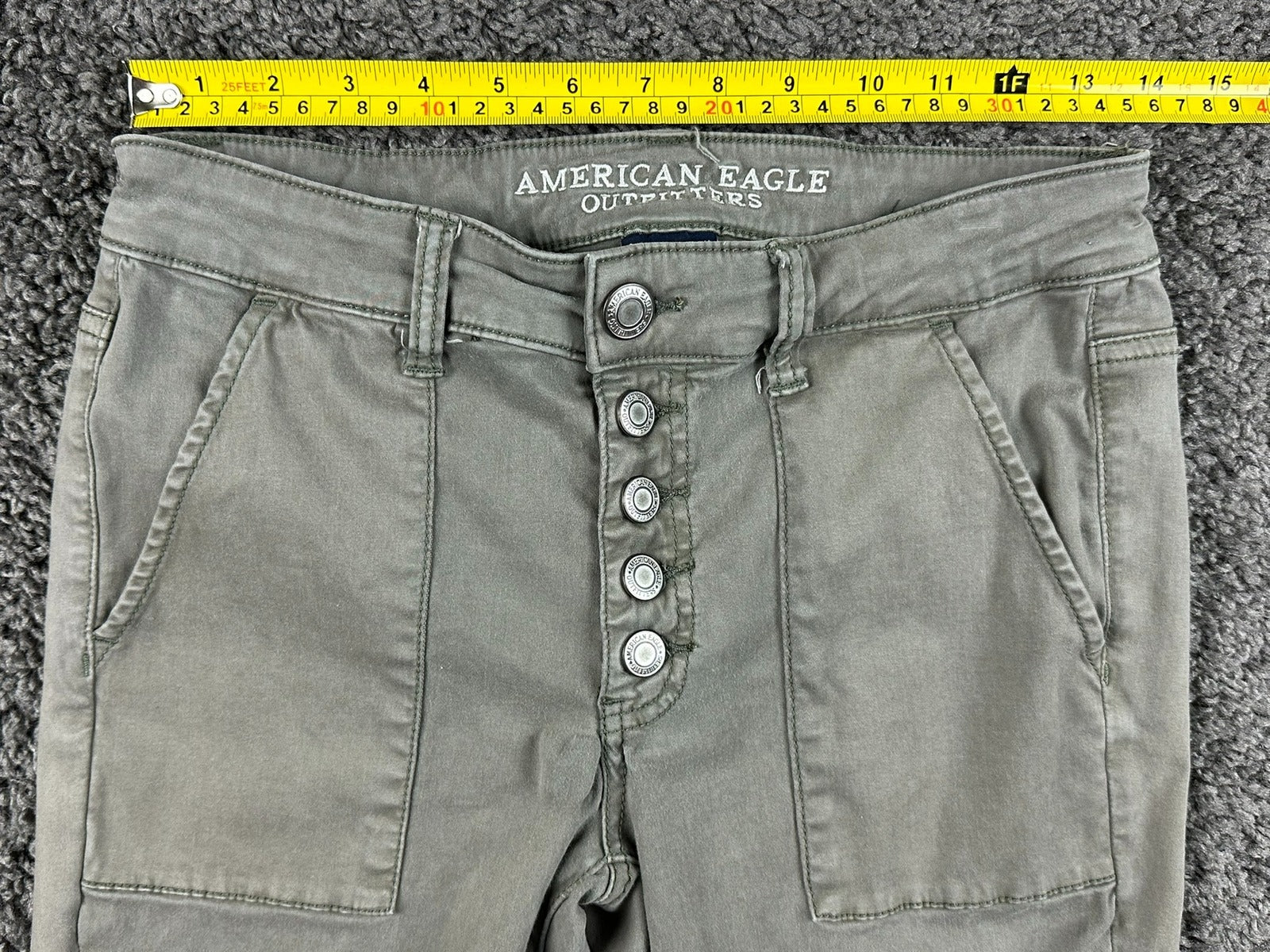 American Eagle  Sateen X Jegging Pants Size 8 Long Olive Green Super Stretch