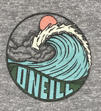 O'Neill Modern Fit Long Sleeve T-Shirt Men's Heather Gray Back Wave Graphic Sz M