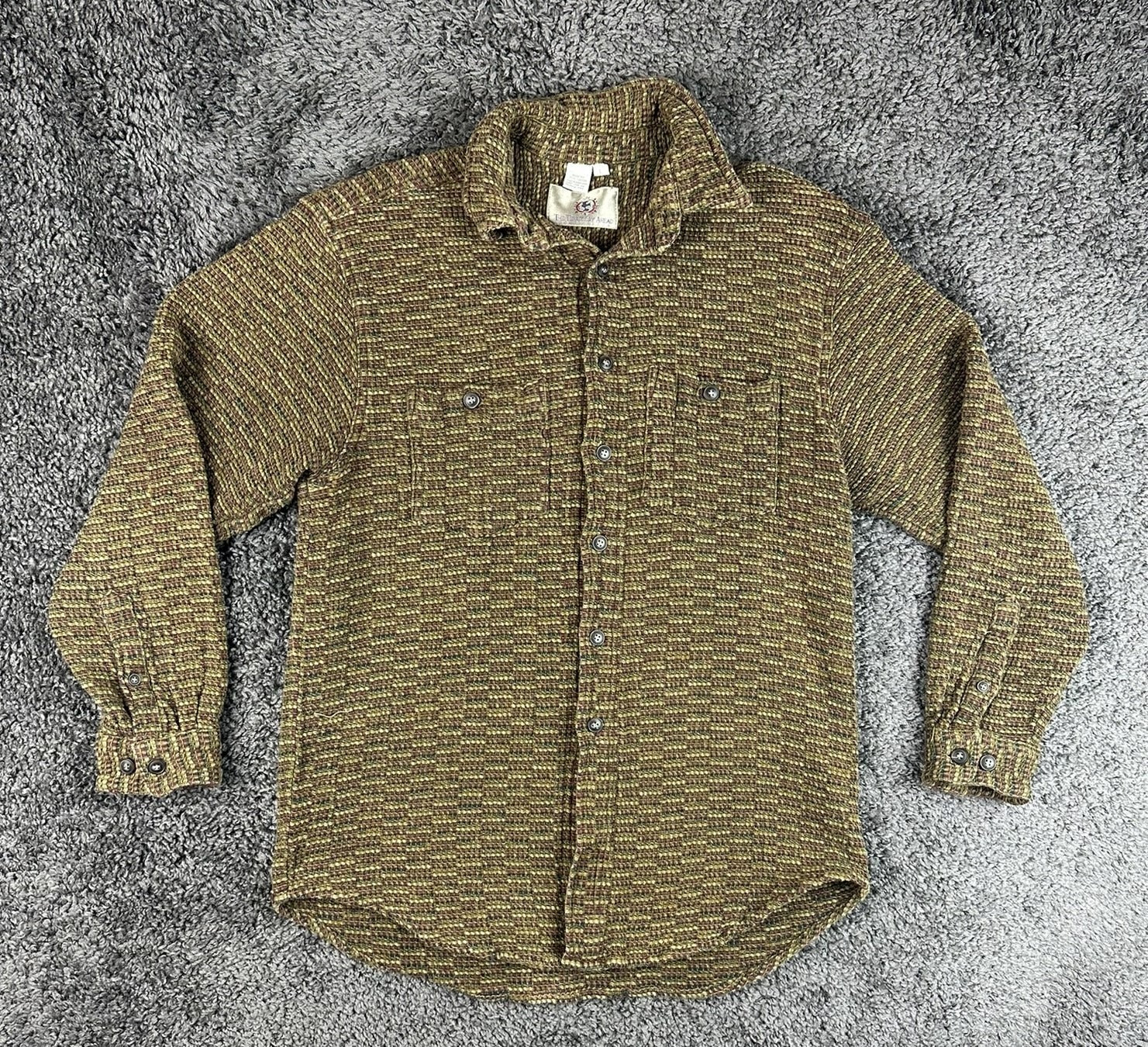 The Territory Ahead Mens Textured Woven Button Up Long Sleeve Shirt Brown L