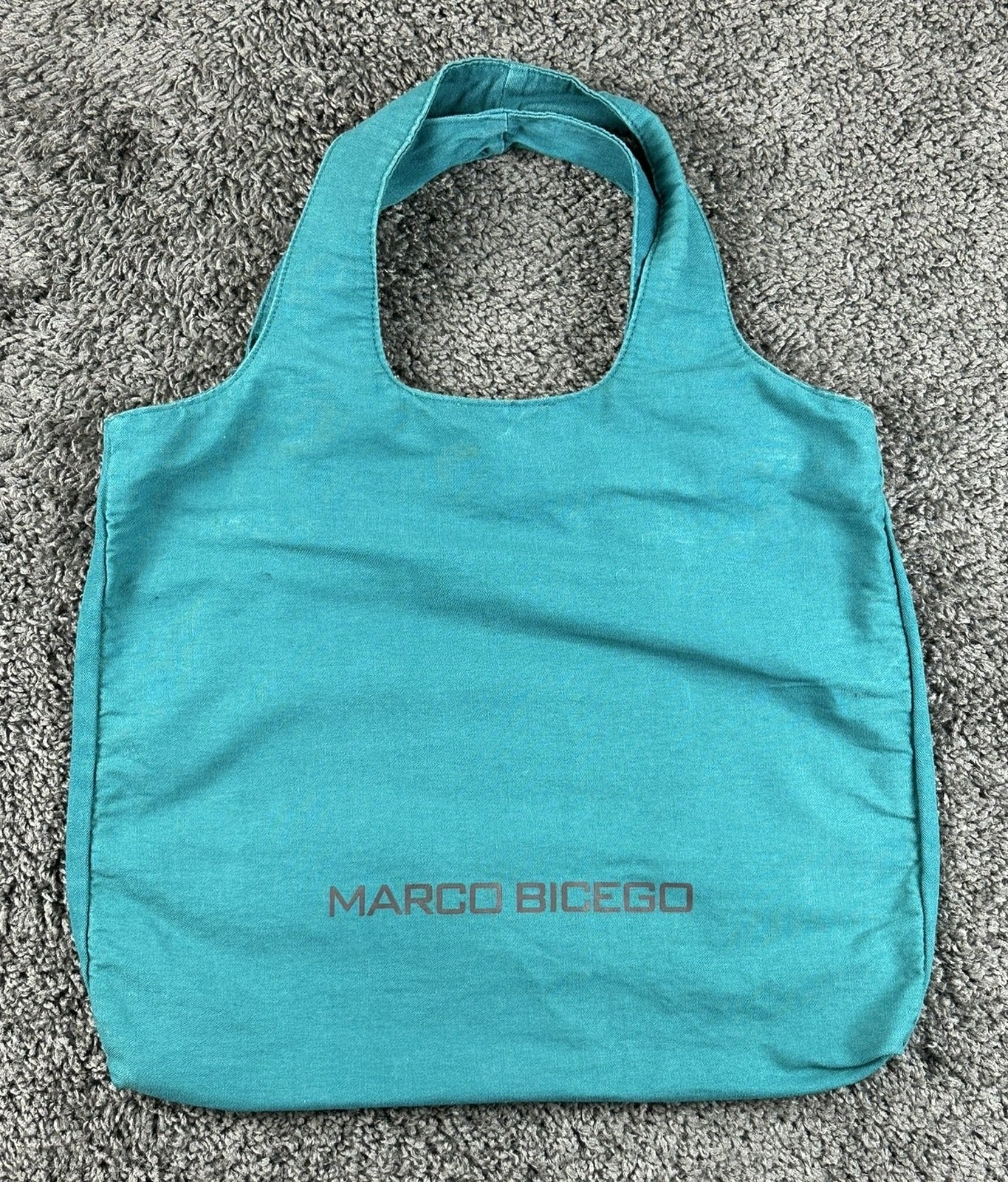 Marco Bicego Cotton Tote Bag Teal Blue Logo Reusable Shopping 19x23