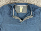 LL Bean Mens Large Tall Blue Long Sleeve Henley Shirt Chest Pocket Textured Knit