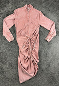 Young Fabulous & Broke Womens Shirt Dress Small Pink Mineral Wash Ruched Tencel