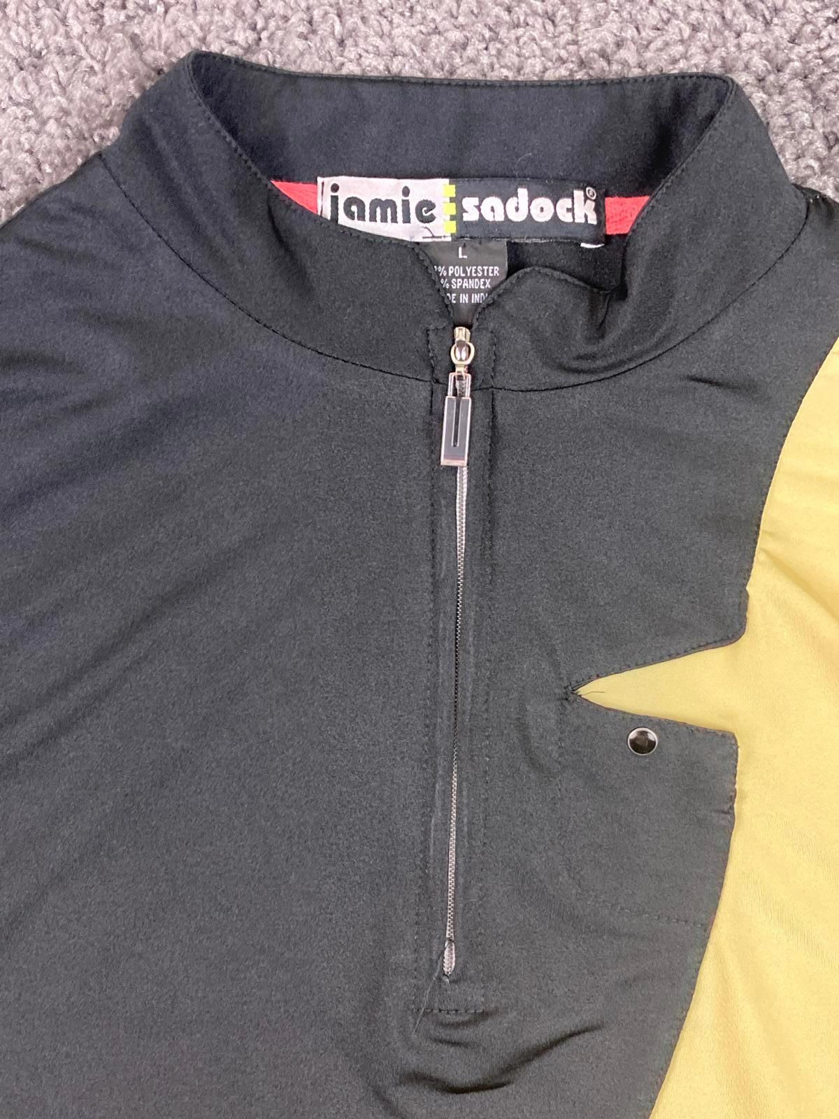 Jamie Sadock Womens Sleeveless Golf Vest Top Size L Yellow Black Zip Front