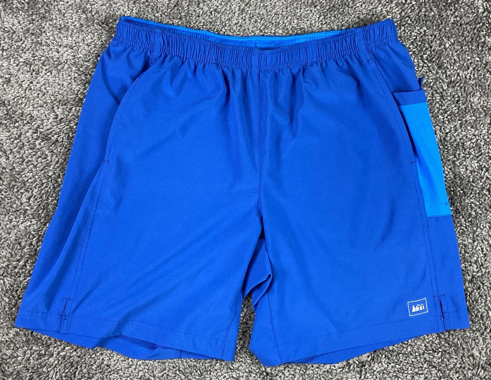REI Co-op Mens Blue Lined Stretch Running Shorts Pockets Size L