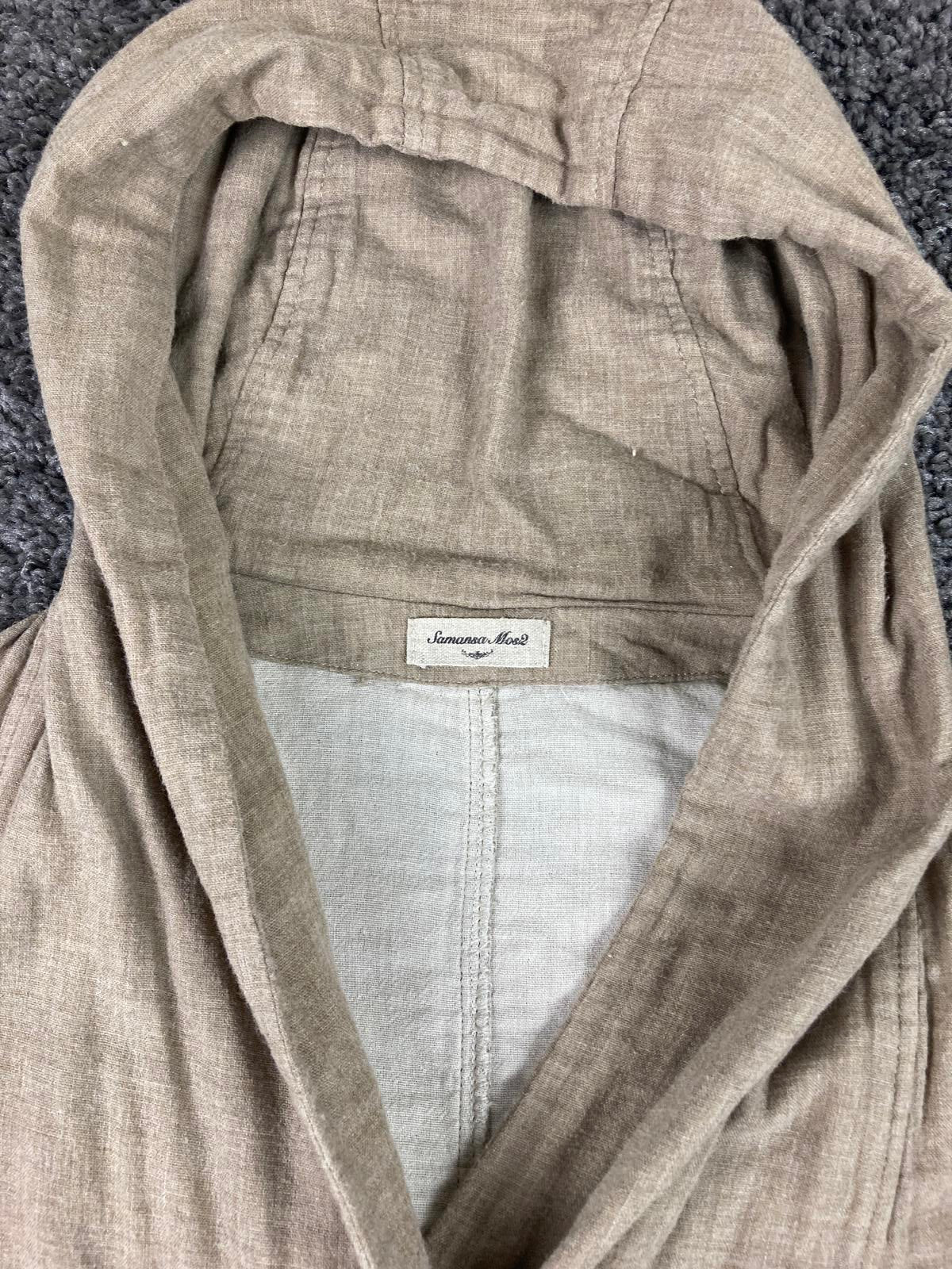 Samansa Mos2 Hooded Wrap Coatigan Long Coat Womens M Beige Cotton Pockets