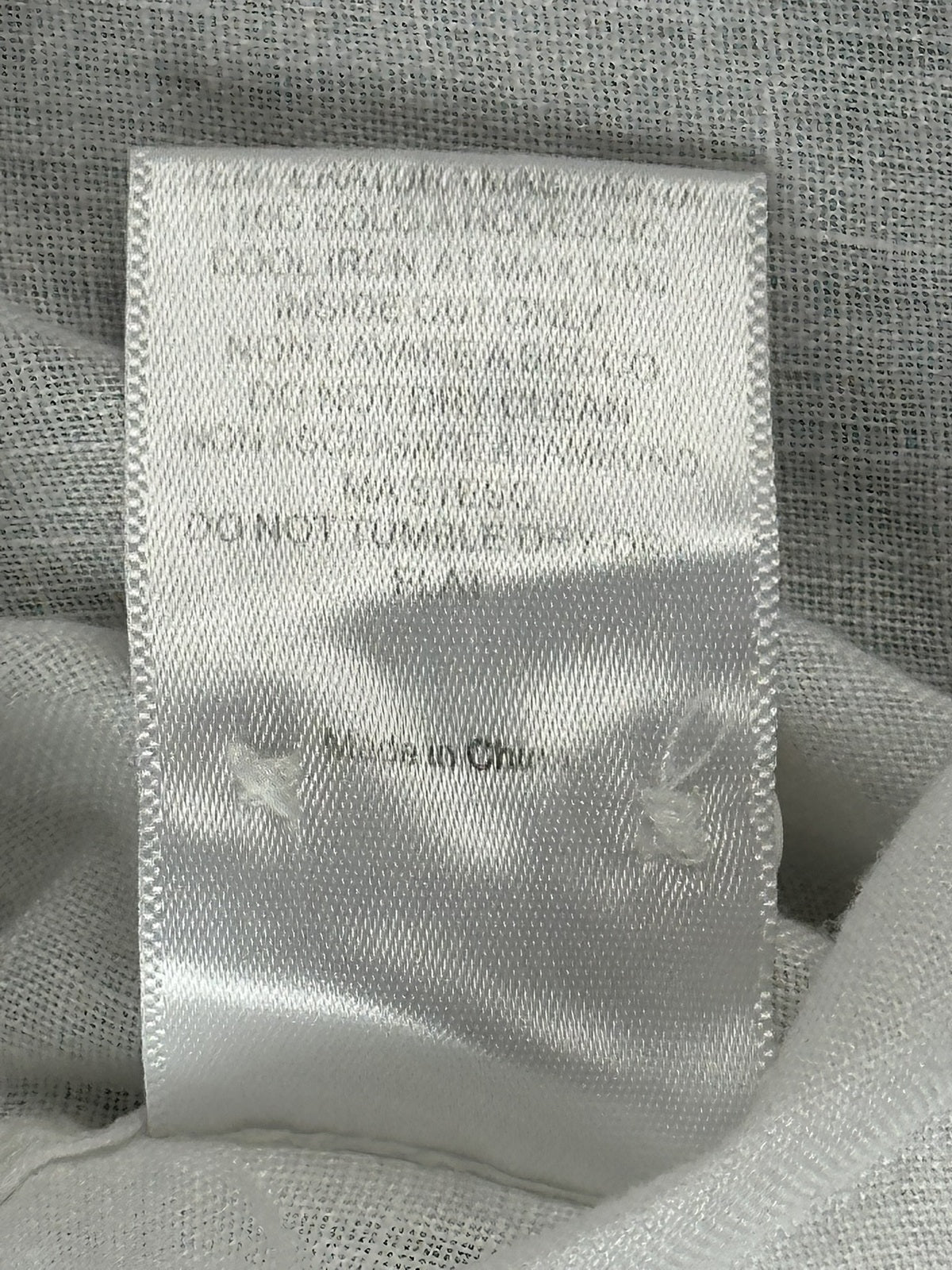 David Naman Mens M White 100% Linen Band Collar Mandarin Shirt Long Sleeve