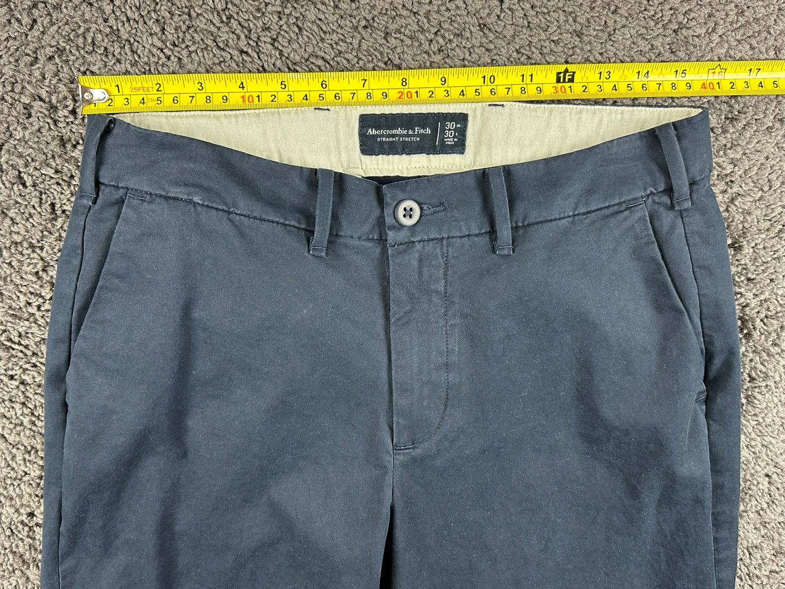 Abercrombie Fitch Mens Chino Pants 30x30 Navy Blue Straight Stretch Flat Front