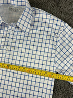 Collars & Co Dress Collar Polo Mens Large L Blue Grid Check Golf Performance