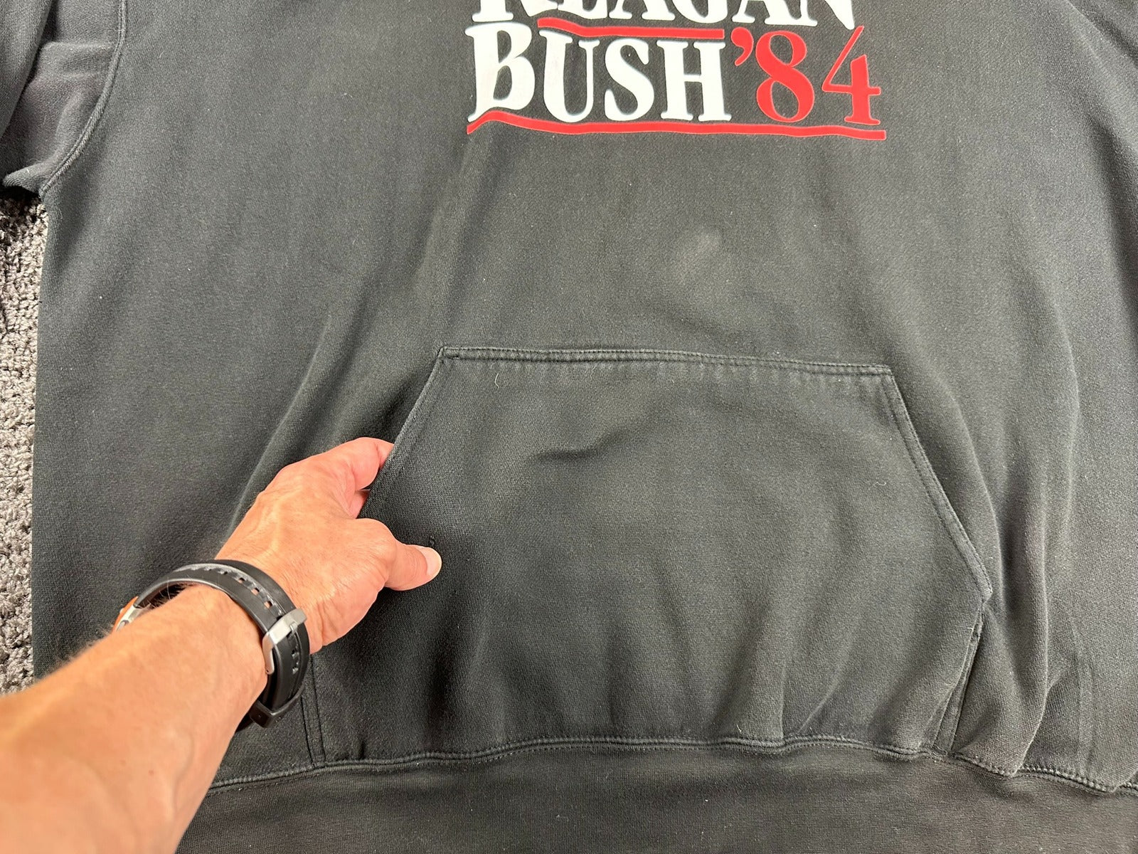 Reagan Bush 84 Hoodie Black Vintage Style Political Election Sweatshirt 3XL