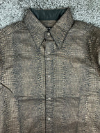 Rock Roll n Soul Mens Snakeskin Print Shirt Black Gold Button Up Shirt M NWT