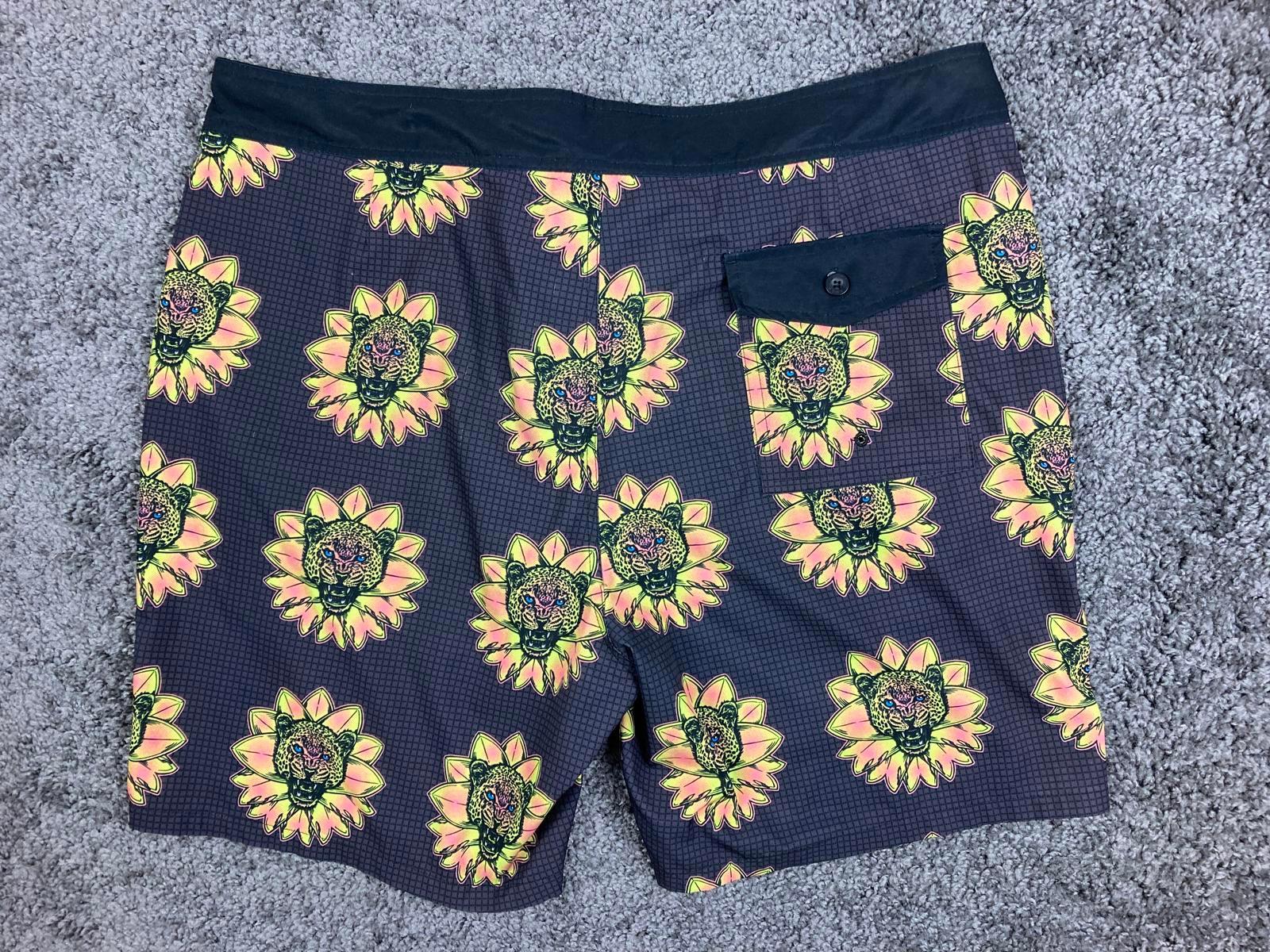 Vintage Y2K Lost Enterprises Board Shorts Swim Trunks Men’s 38 Leopard Graphic