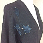 Sweaters Forhey Women's Black Bead Embellished Embroidered Sweater  Sz PXL