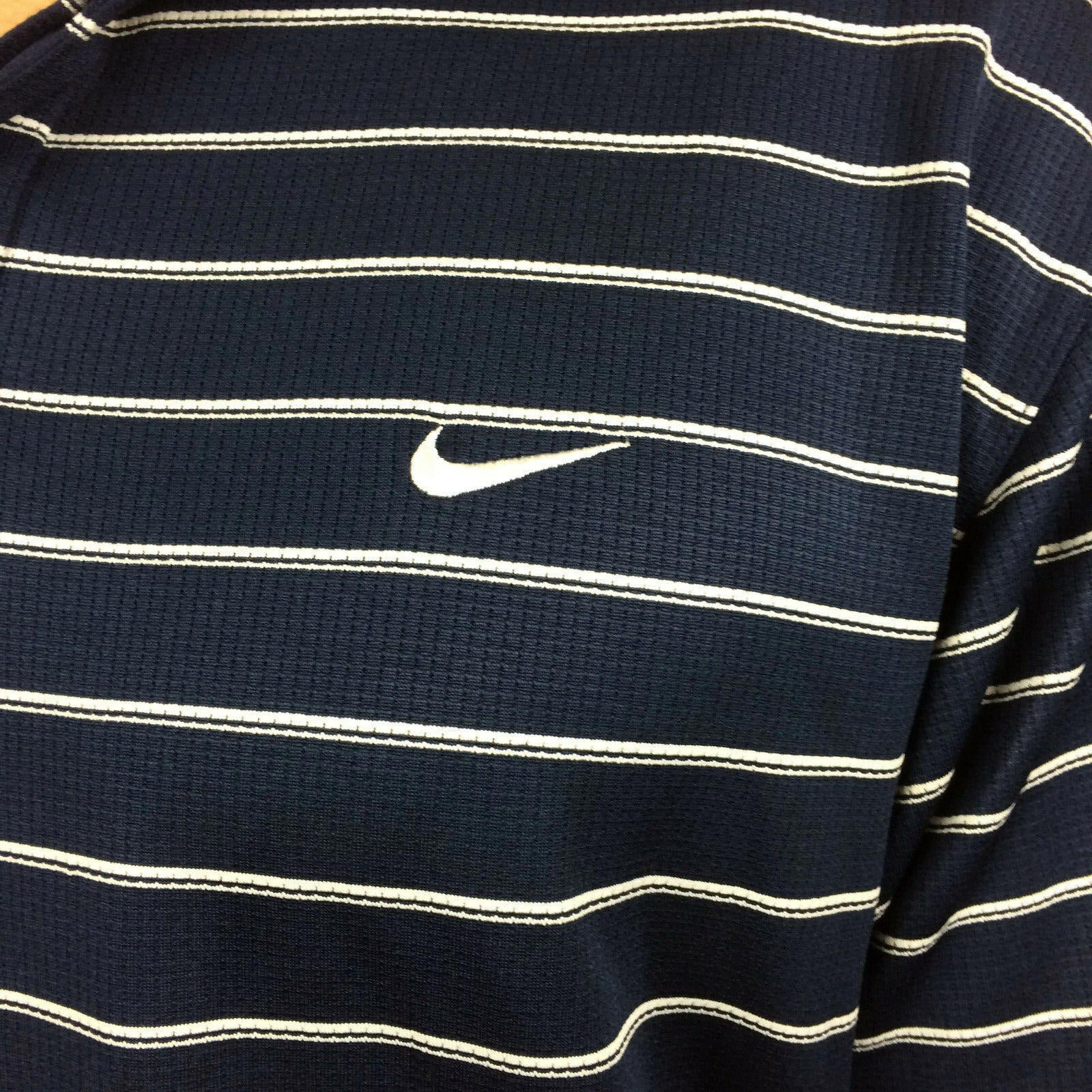 Nike Performance Polo Shirt Men’s Sz XL Blue White Striped Short Sleeve Golf Tee