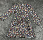 Boden Button Through Jersey Dress US 10R Multicolor Floral V-Neck Long Sleeve
