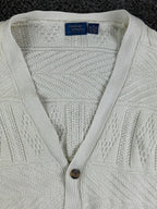 Vintage Cambridge Classics Mens Cardigan Sweater XL Cream Cotton Knit USA Made