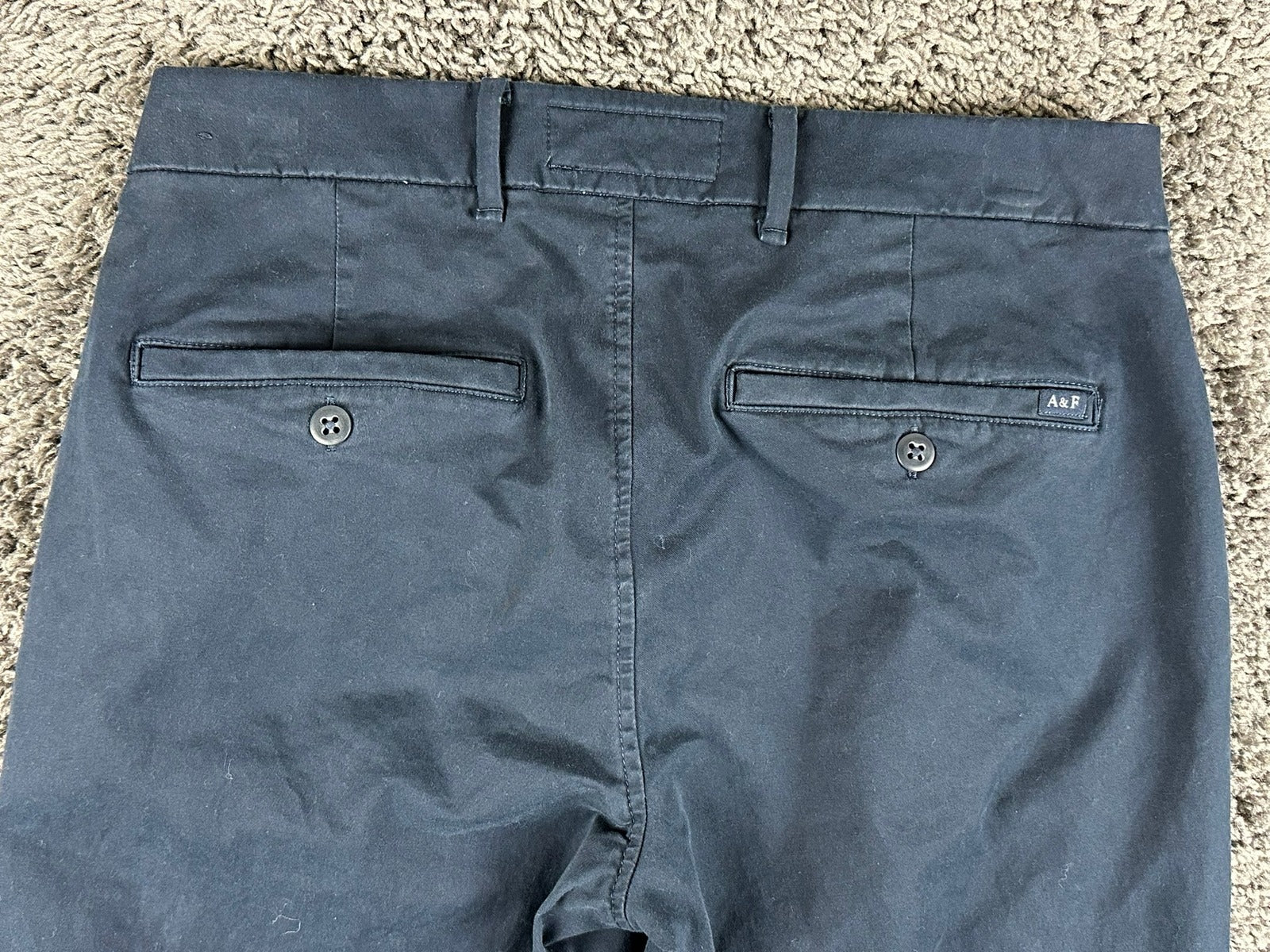 Abercrombie Fitch Mens Chino Pants 30x30 Navy Blue Straight Stretch Flat Front