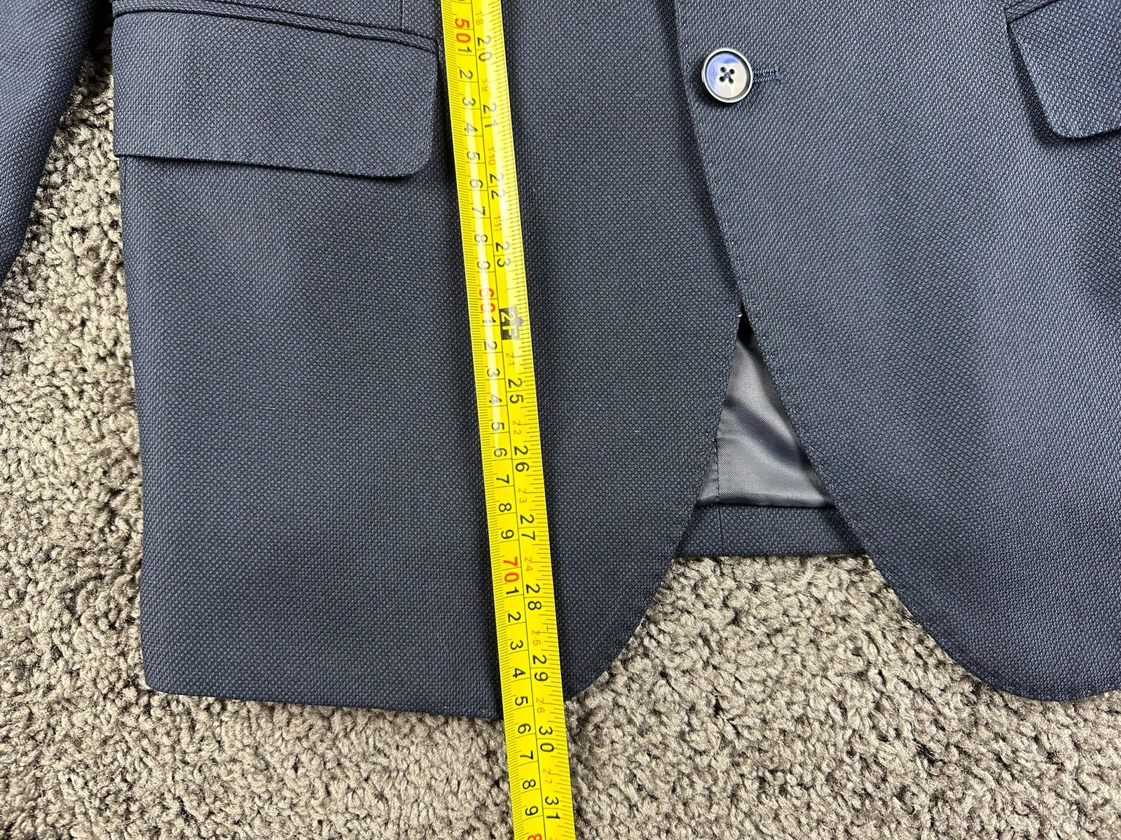 Doppelganger Roma Mens Suit 38R Navy Blue Blazer Pants 32x27 Stretch