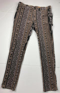 Pilcro and the Letterpress Micro-cord Tan Black Aztec Print Skinny Jeans Size 31