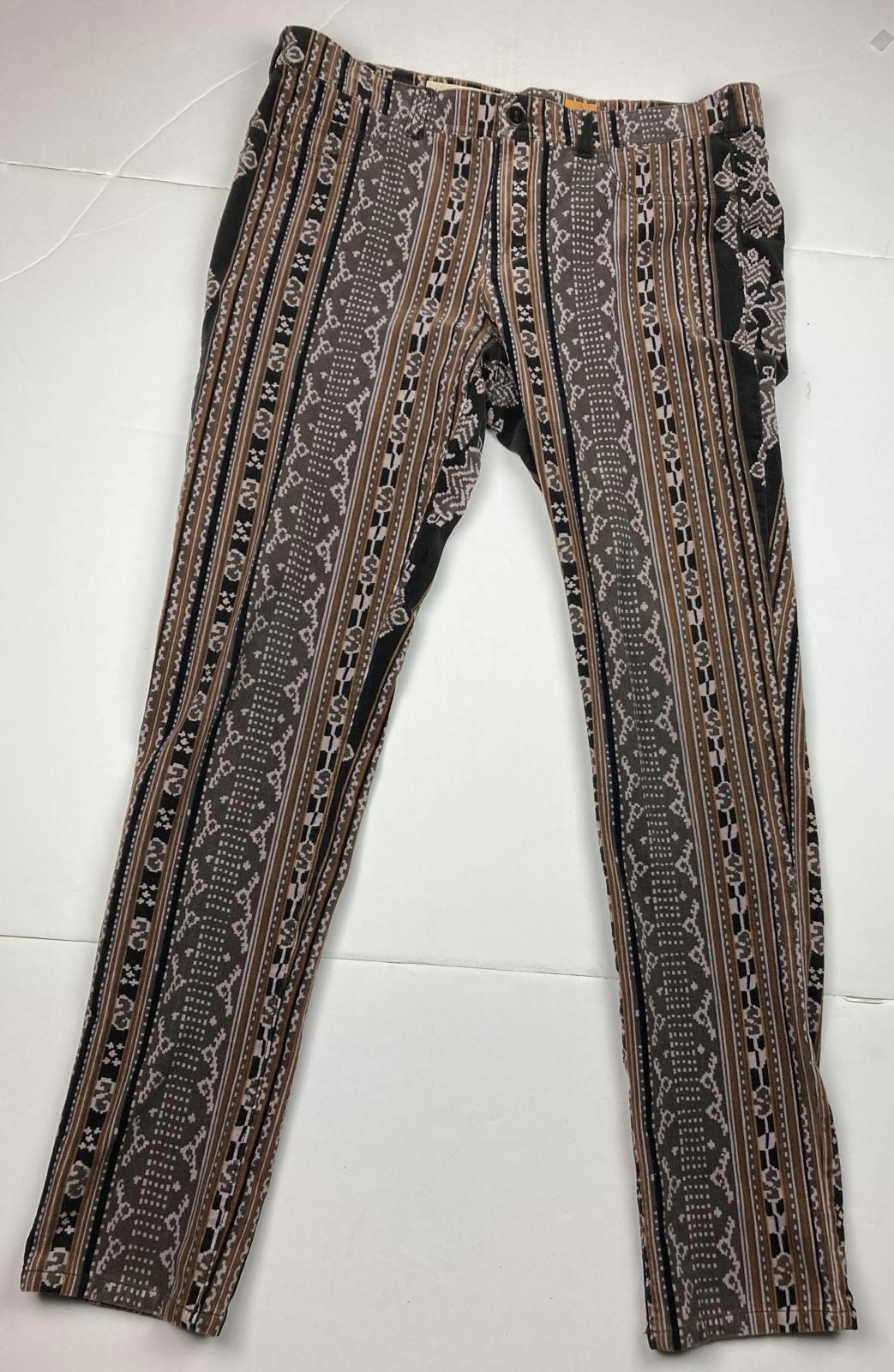 Pilcro and the Letterpress Micro-cord Tan Black Aztec Print Skinny Jeans Size 31
