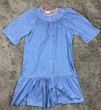 Hedy Lin Casuals Vintage Dress Pearl Snap Button, Blue Chambray Gingham Size L