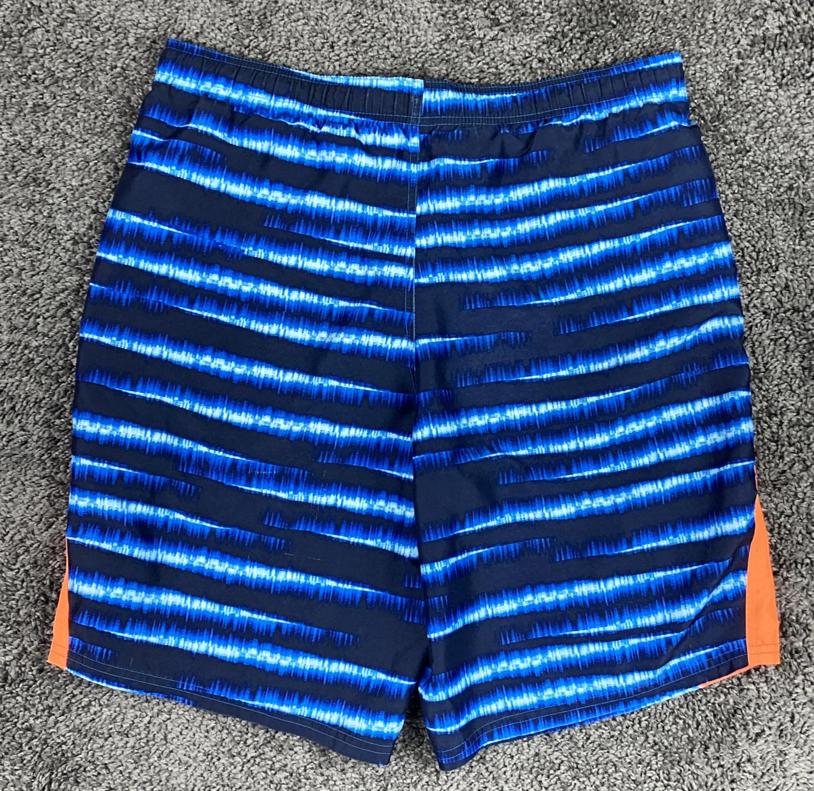 Nike Swim Trunks Mens L Blue Tie Dye Boardshorts Mesh Lined Orange