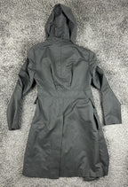 French Connection Womens Hooded Trench Coat Black Size 6 Anorak Rain Jacket