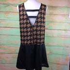 Very J dress Women's Black & Brown Sleeveless Faux leather Sz L