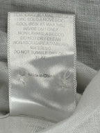 David Naman Mens M White 100% Linen Band Collar Mandarin Shirt Long Sleeve