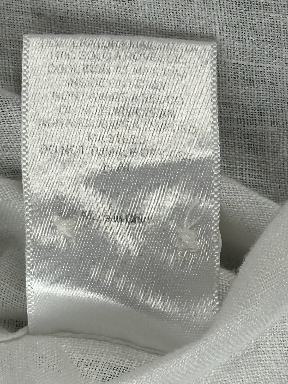 David Naman Mens M White 100% Linen Band Collar Mandarin Shirt Long Sleeve