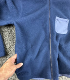 Title Nine Womens Fleece Jacket Size Large Blue Full Zip Chest Pocket Outdoor